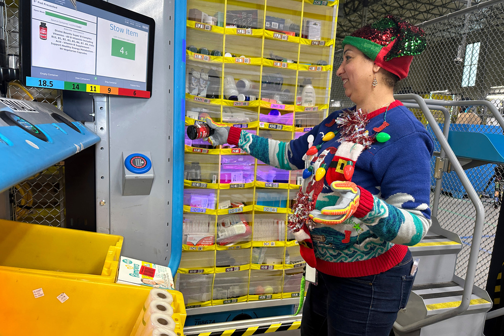 An Amazon same-day delivery fulfillment shipping center is in Woodland Park, New Jersey, on Monday, Dec. 18, 2023.  