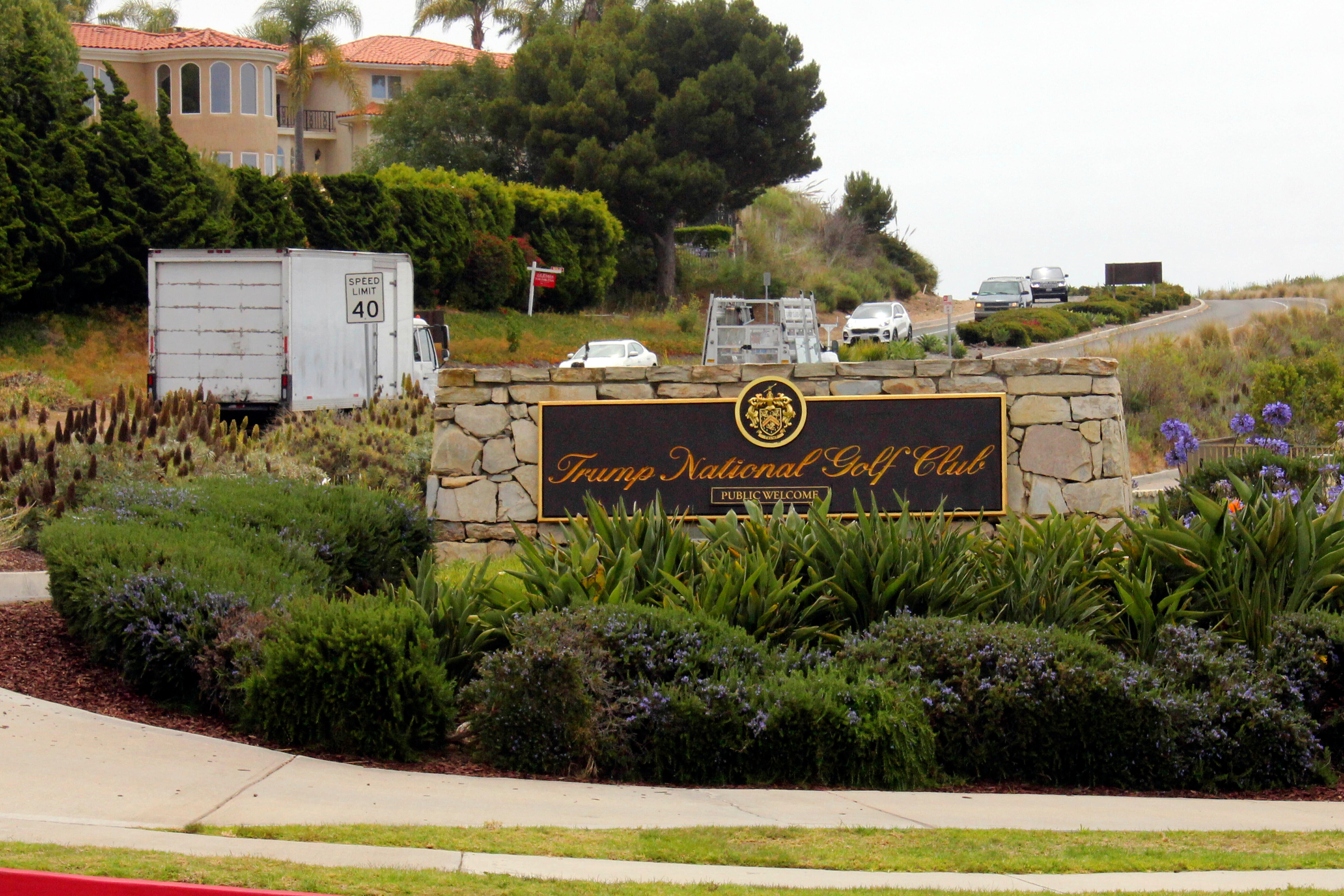 FILE - The entrance to Trump National Golf Club Los Angeles, in Rancho Palos Verdes, Calif., is seen in this photo, July 2, 2020.