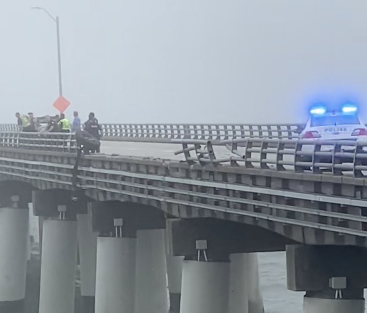 Guard rail damaged at CBBT