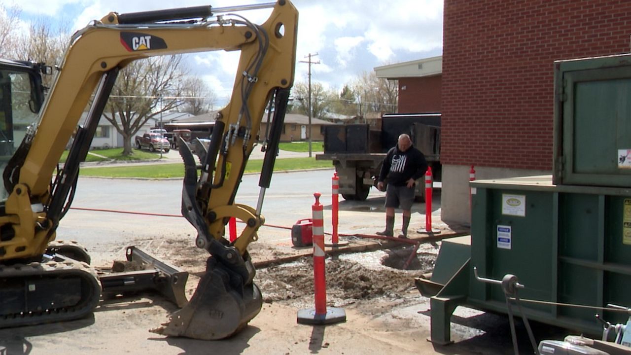 Water main break at East Middle School