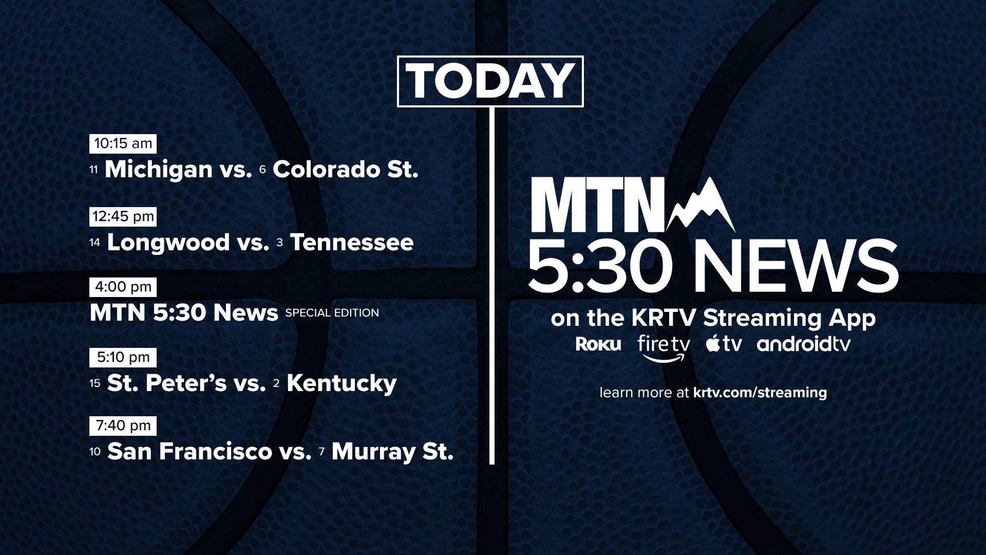 KRTV schedule for March 17, 2022