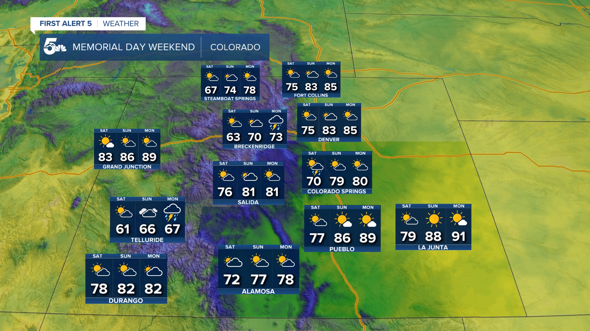 Memorial Day Weekend in 2026 will be warm in Colorado, with mountain storms Monday and isolated plains storms Saturday