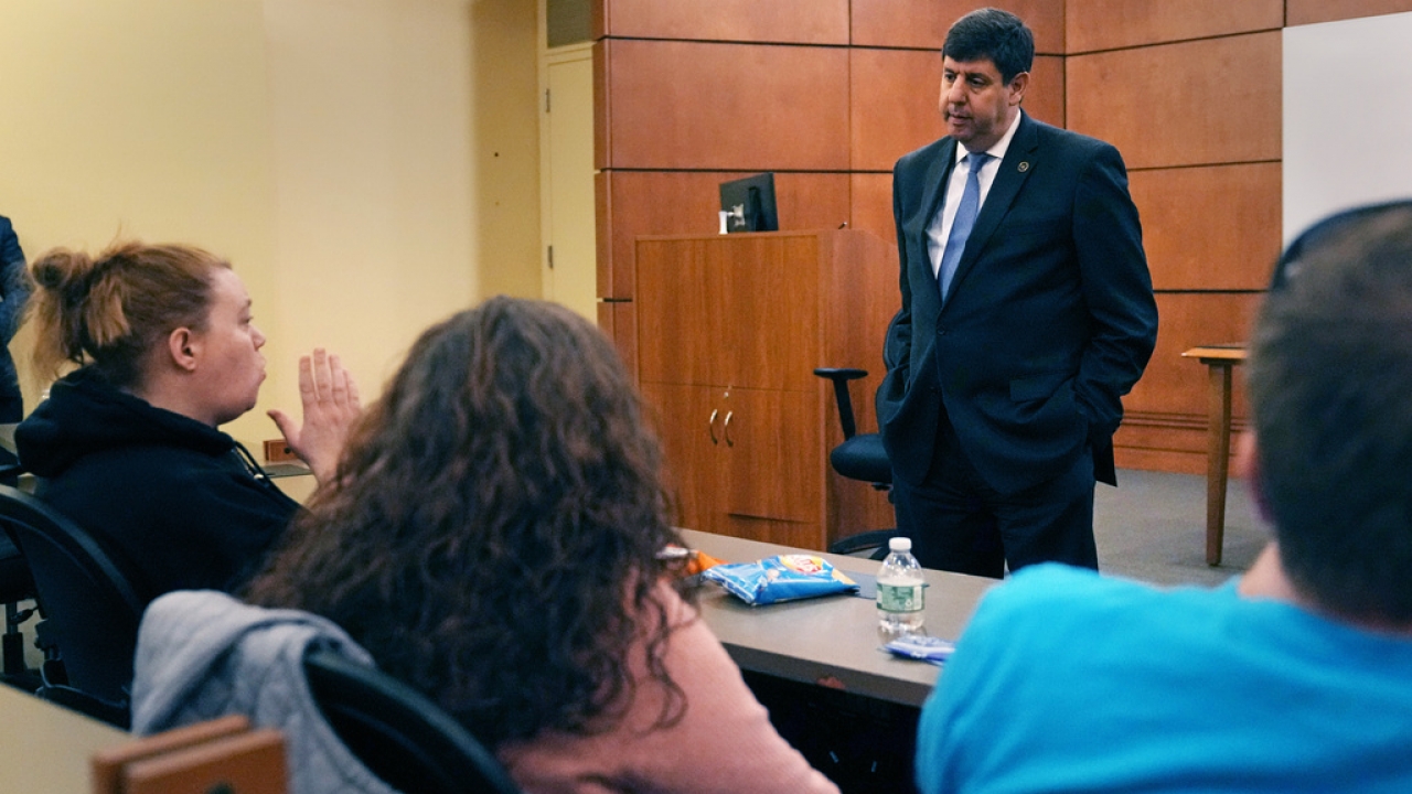 Steven Dettelbach, the Director of the Bureau of Alcohol, Tobacco and Firearms, talks with community members.
