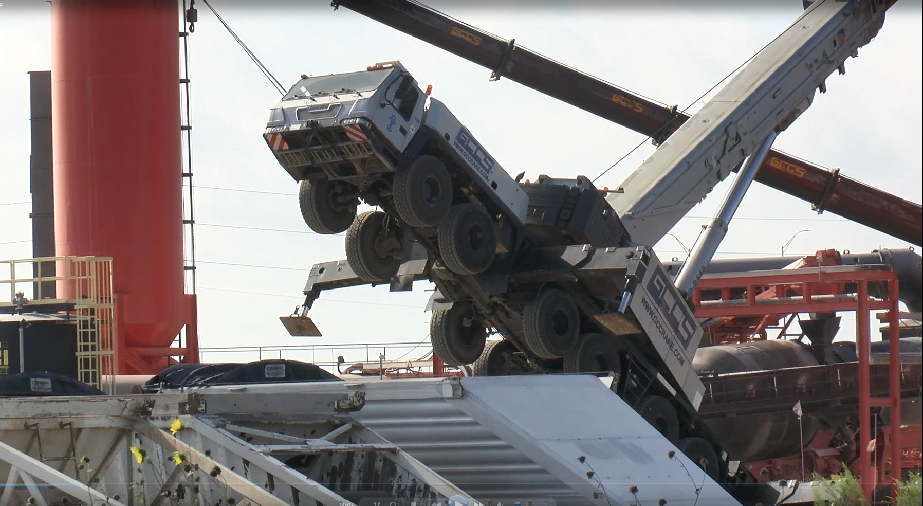 Tipped over Crane 