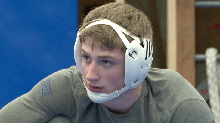Blaise Cronk in the wrestling room of Columbia Falls High School January, 28 2026
