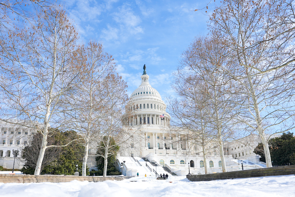 The U.S. Capitol is photographed after a snowstorm, Tuesday, Jan. 27, 2026, in Washington.