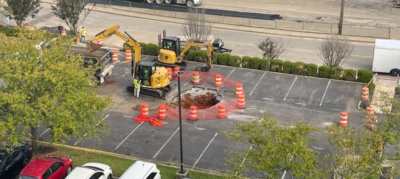 Giant hole in Clarksville parking lot 