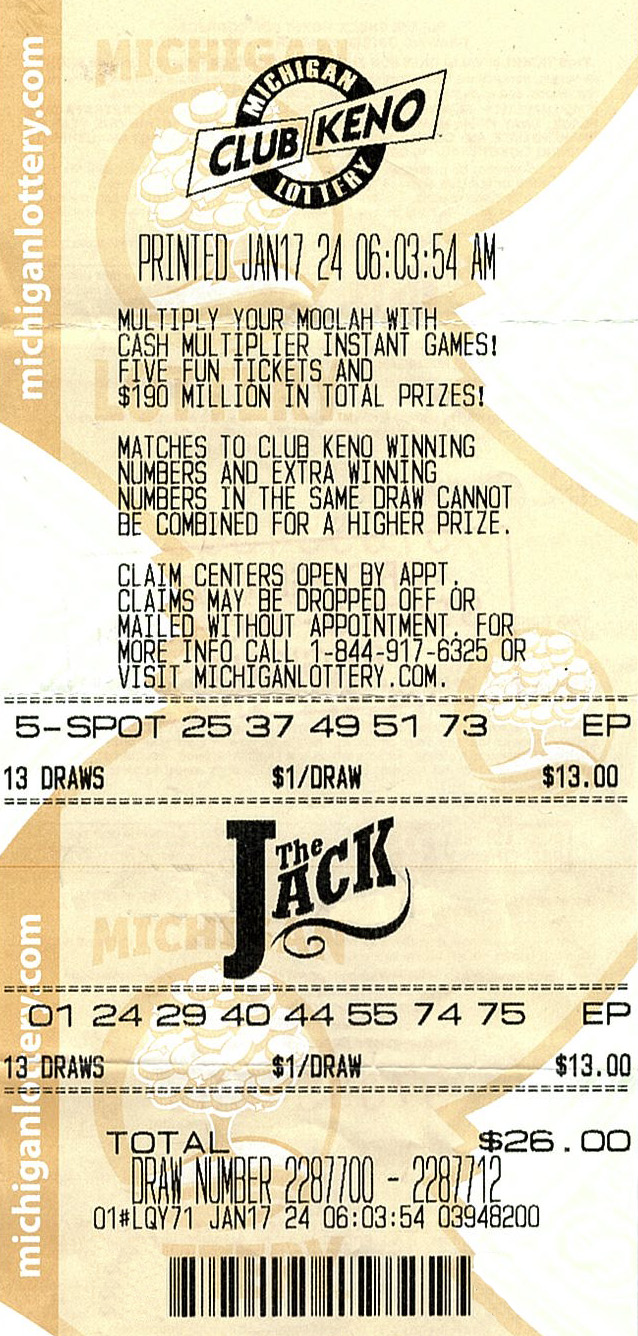 club keno the jack 410K winning ticket