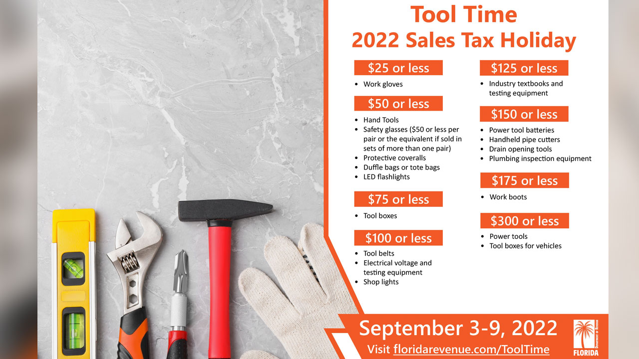 Tool Time 2022 Sales Tax Holiday in Florida