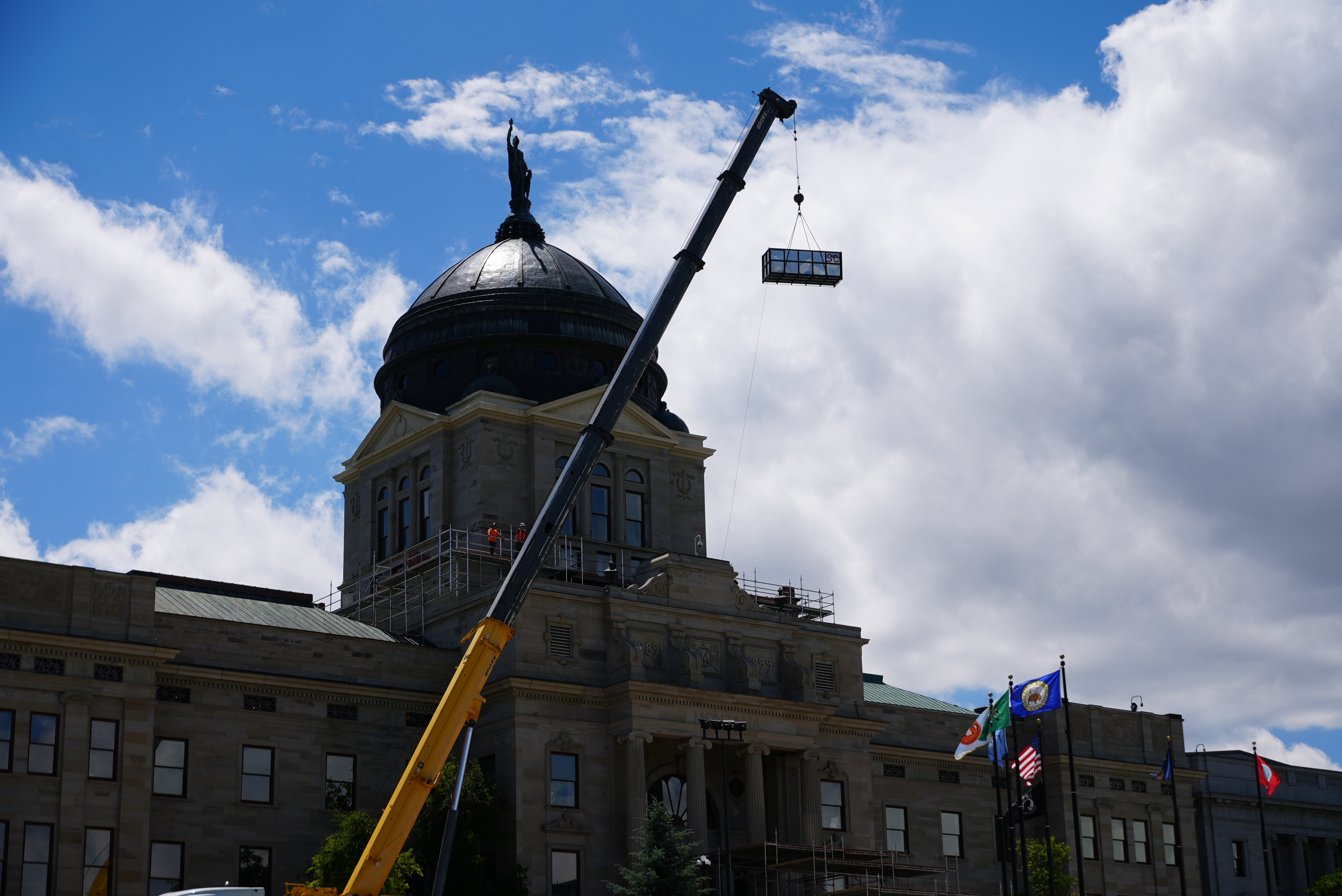 The Montana Capitol roof and dome are undergoing major restoration