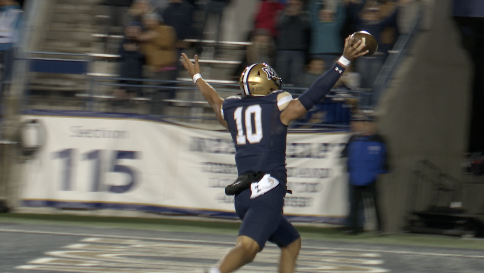 Sean Chambers celebrates his third rushing touchdown of the night. 
