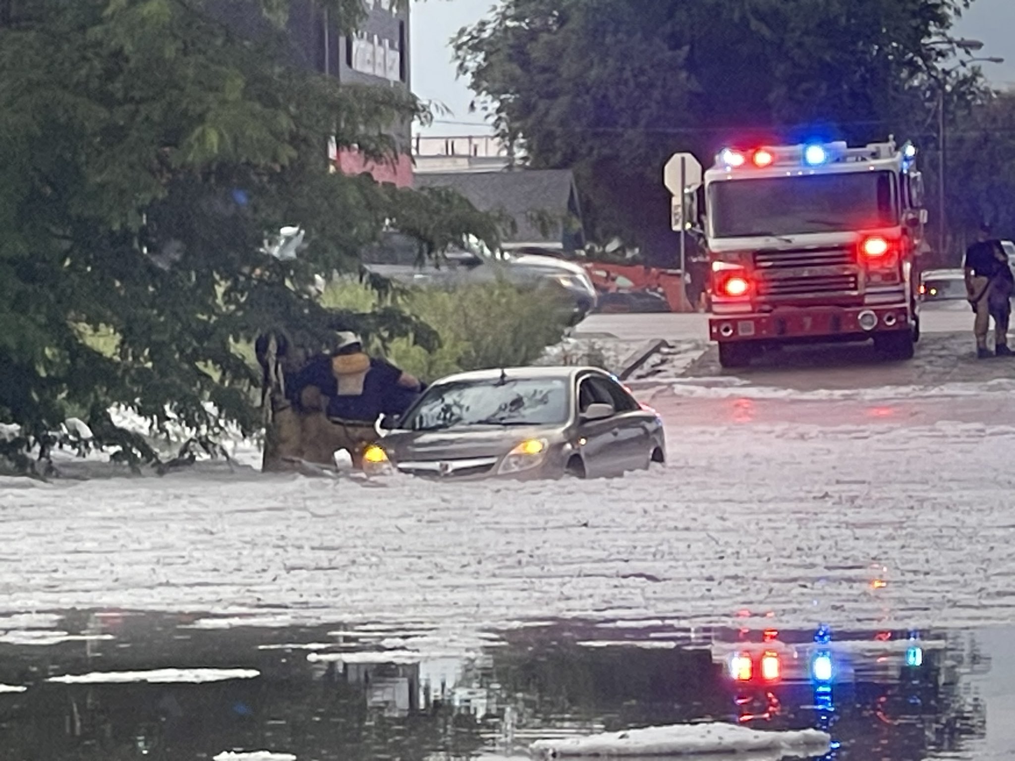 Water Rescue along Platte Ave. 