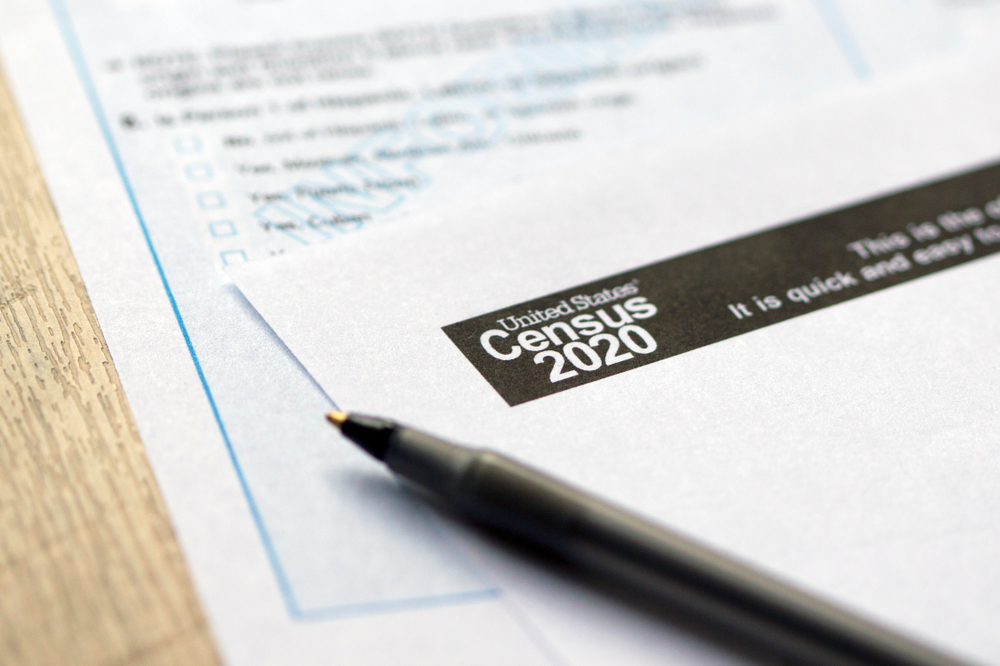 Closeup of a 2020 census form.