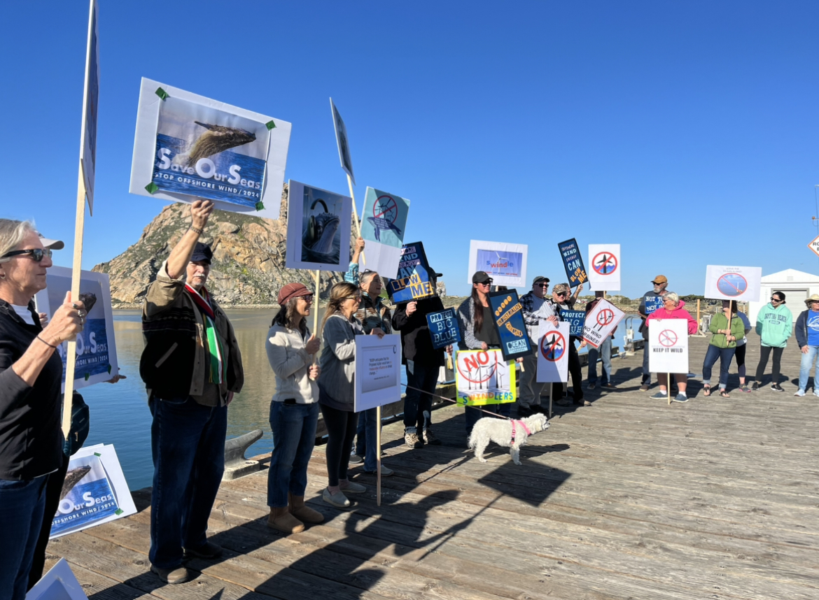 Members of the community still showed up to North "T" Pier in Morro Bay after offshore wind developers postponed their planned Port Hours on offshore wind development. 