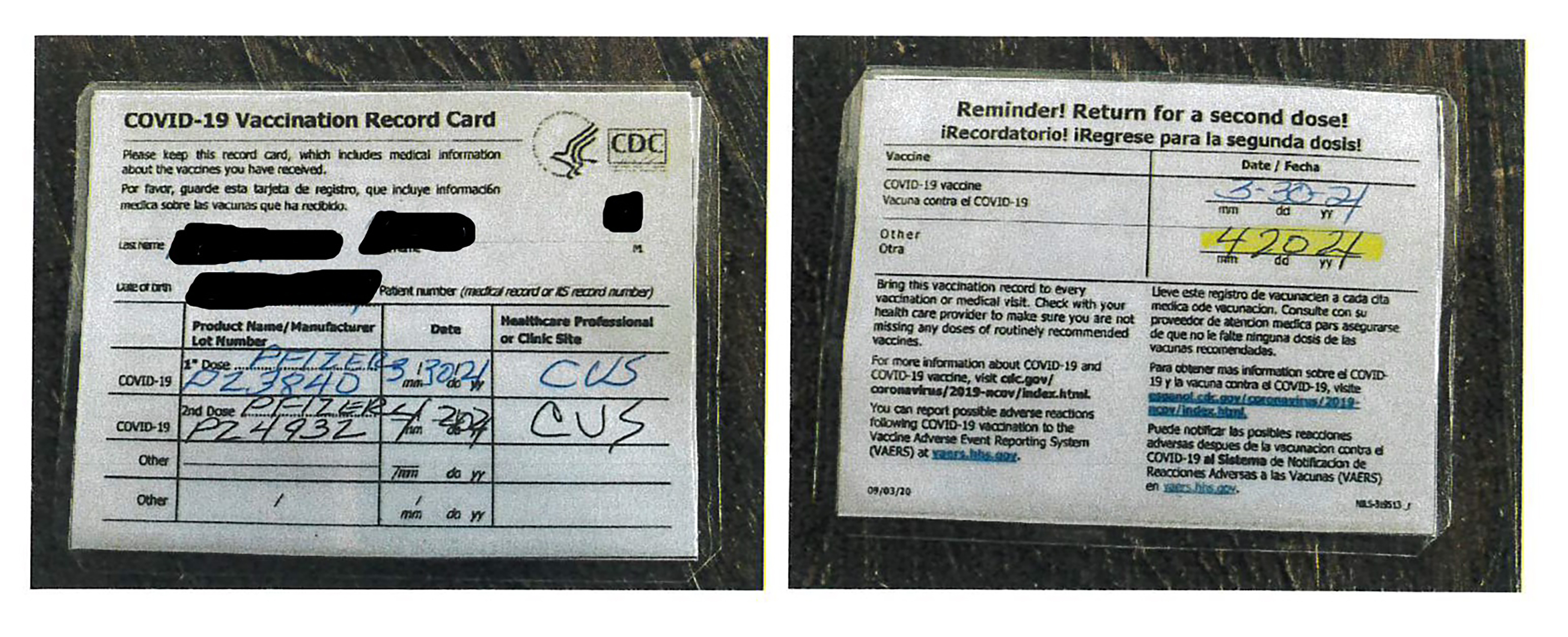 Fake Vaccination Cards