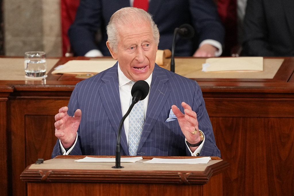 Britain's King Charles III speaks to a joint meeting of Congress in the House Chamber at the U.S. Capitol, Tuesday, April 28, 2026, in Washington.