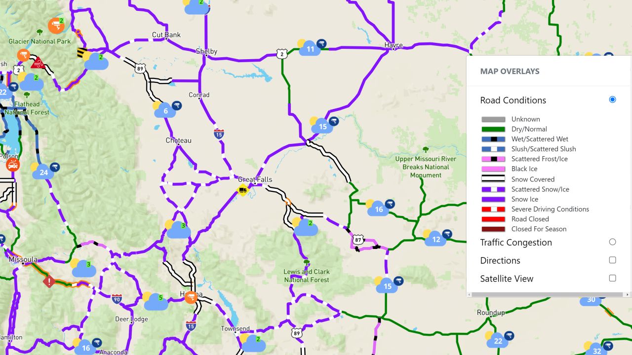 Montana Road Conditions - November 7, 2022