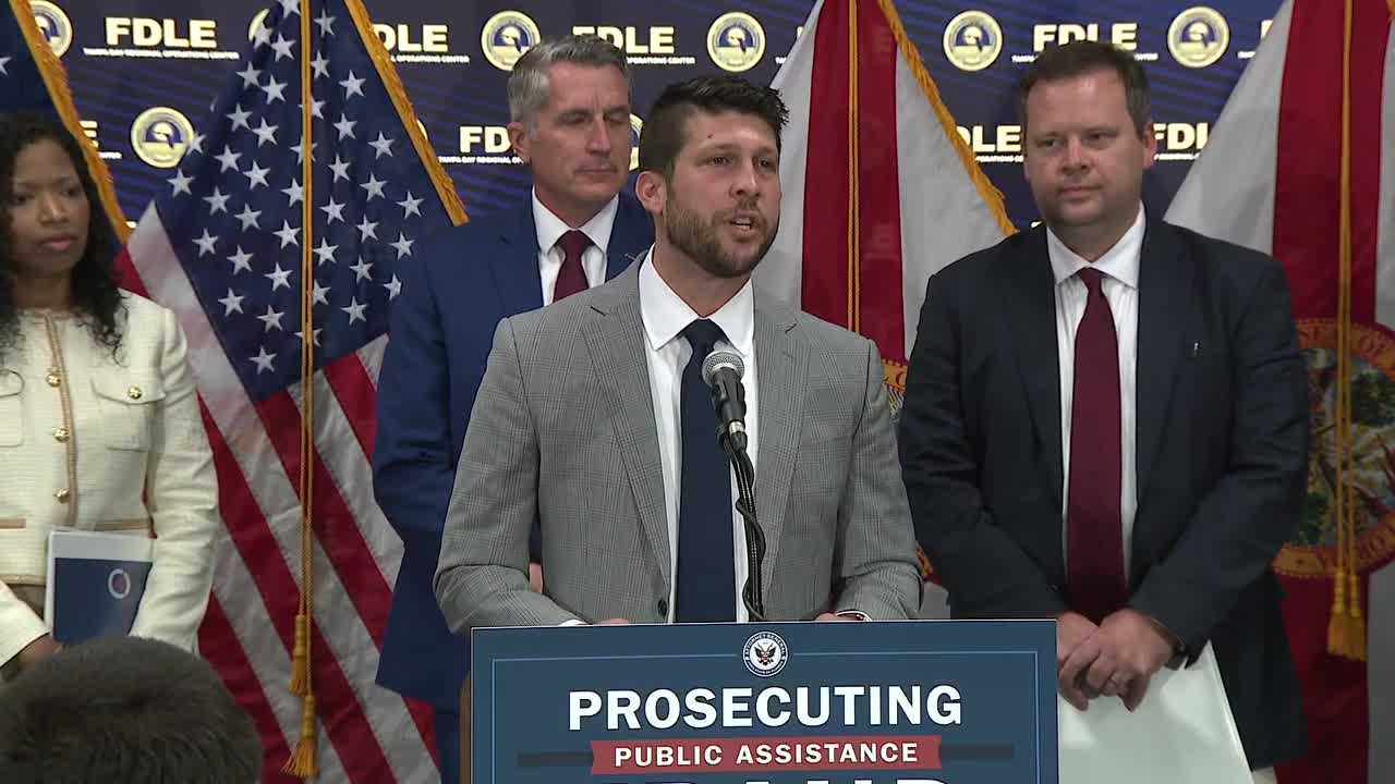 Florida AG Uthmeier holds press conference on public assistance fraud in Tampa