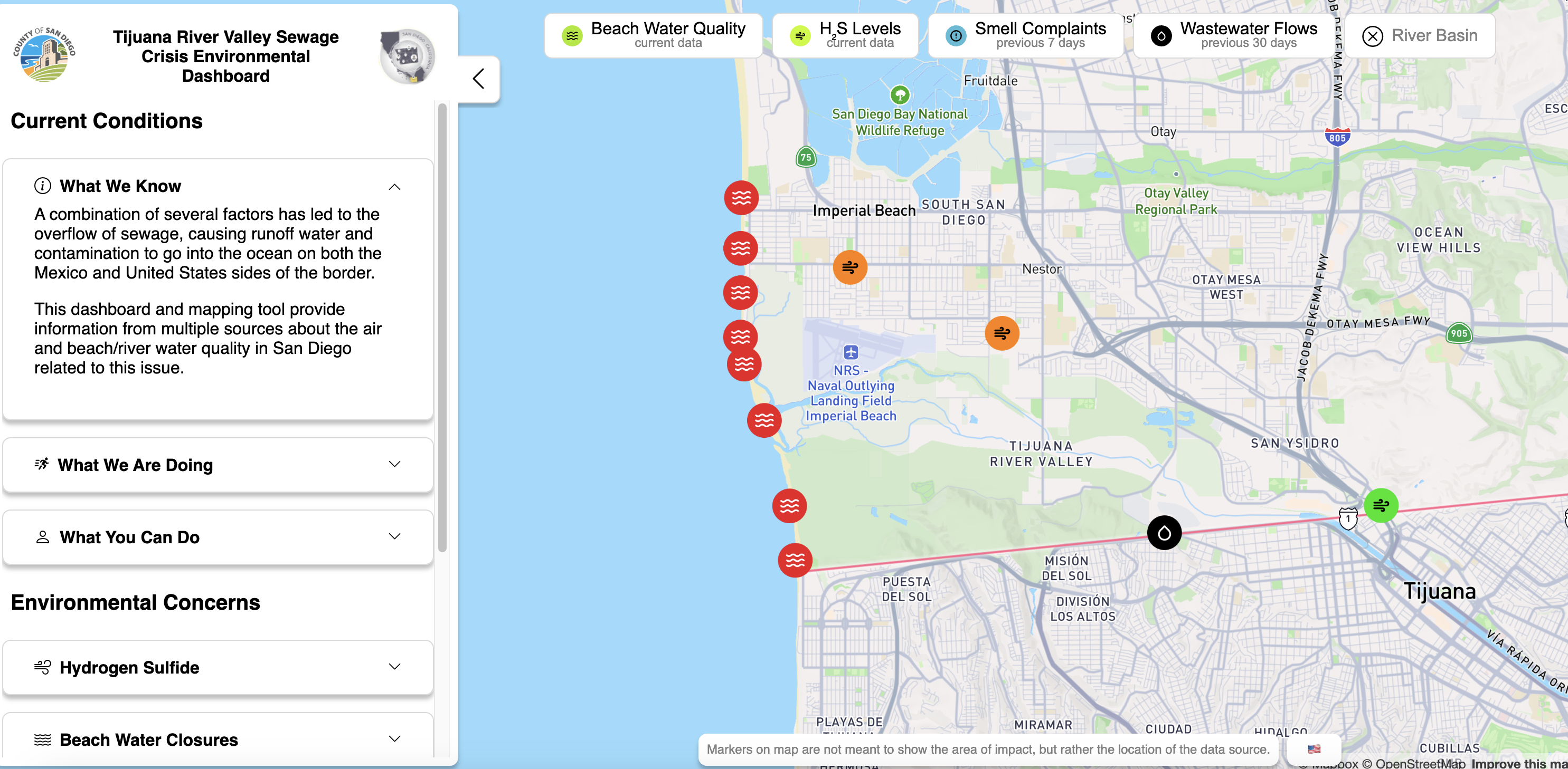 Tijuana River Valley Sewage Crisis Environmental Dashboard
