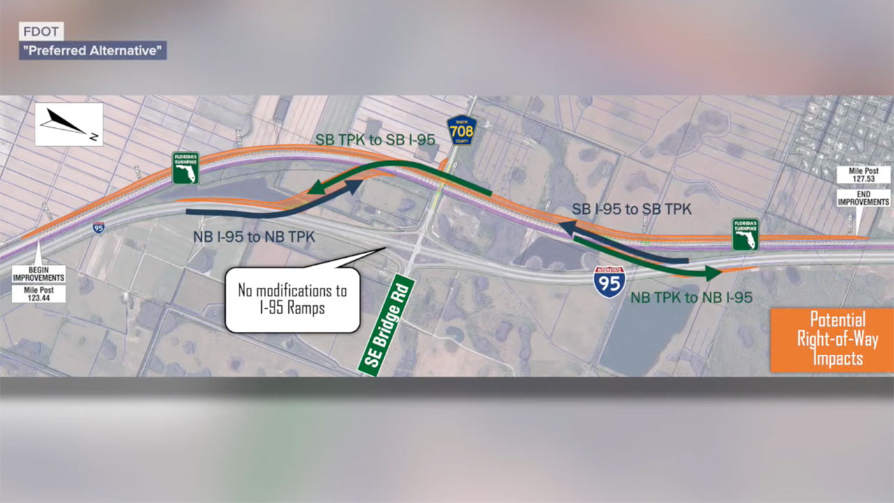 Proposed interchange at Interstate 95 and Florida's Turnpike in Martin County