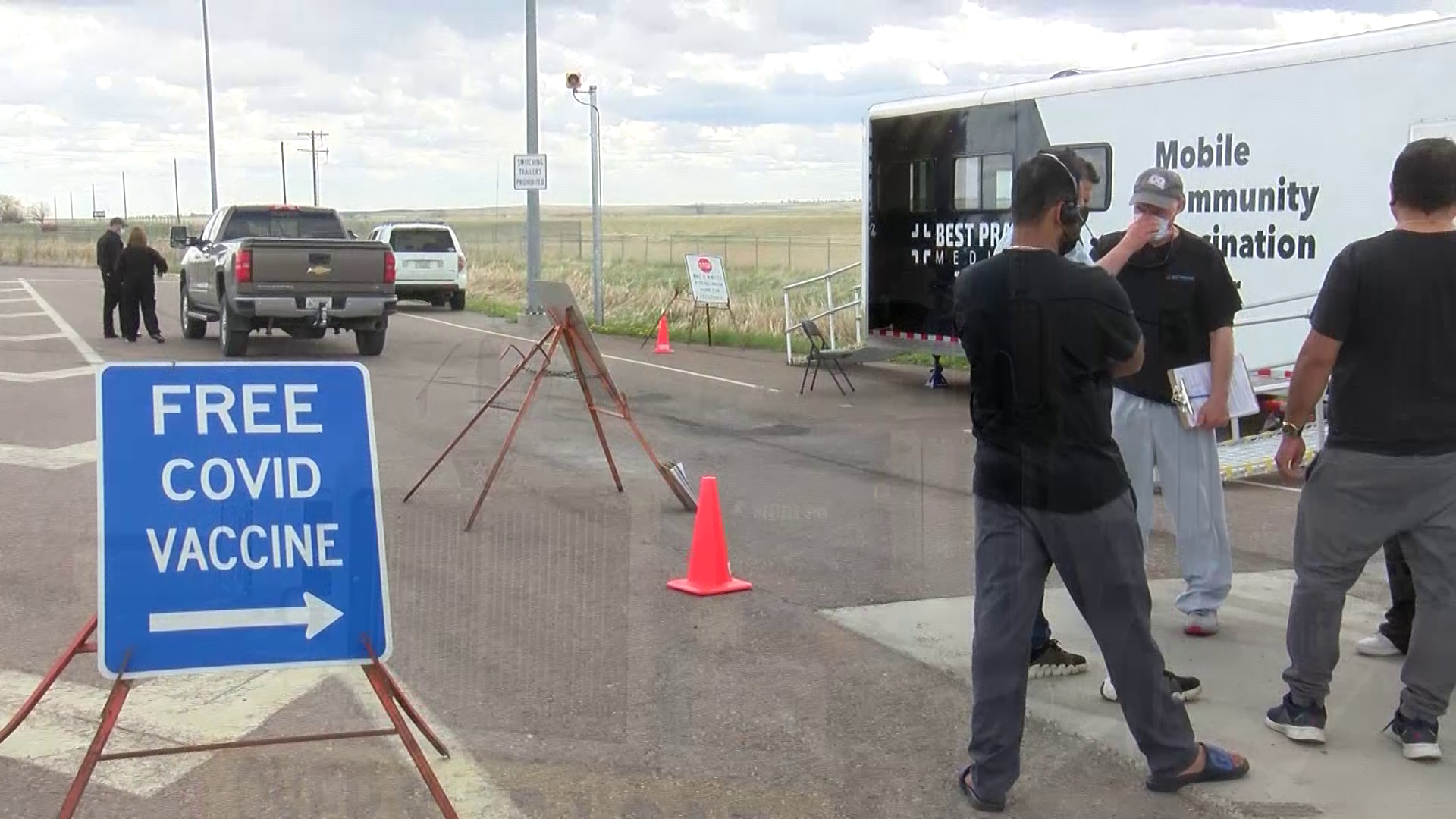 Vaccination "pit stop" for truckers on I-15 near Conrad