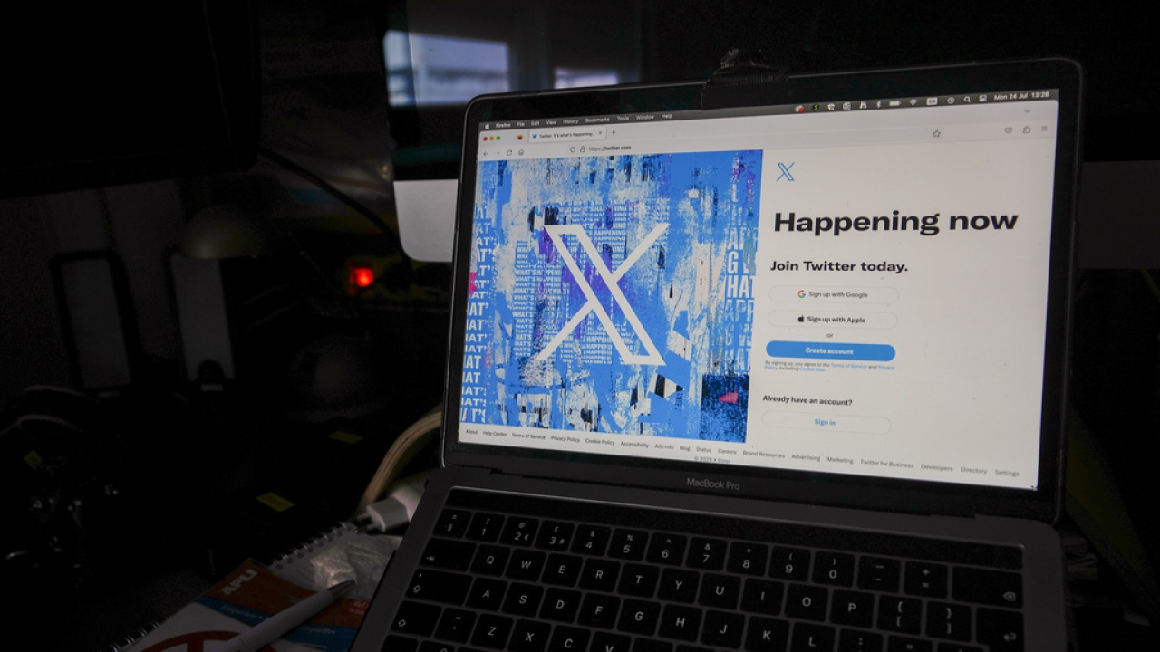File photo of the Twitter sign-in page with the new X logo.