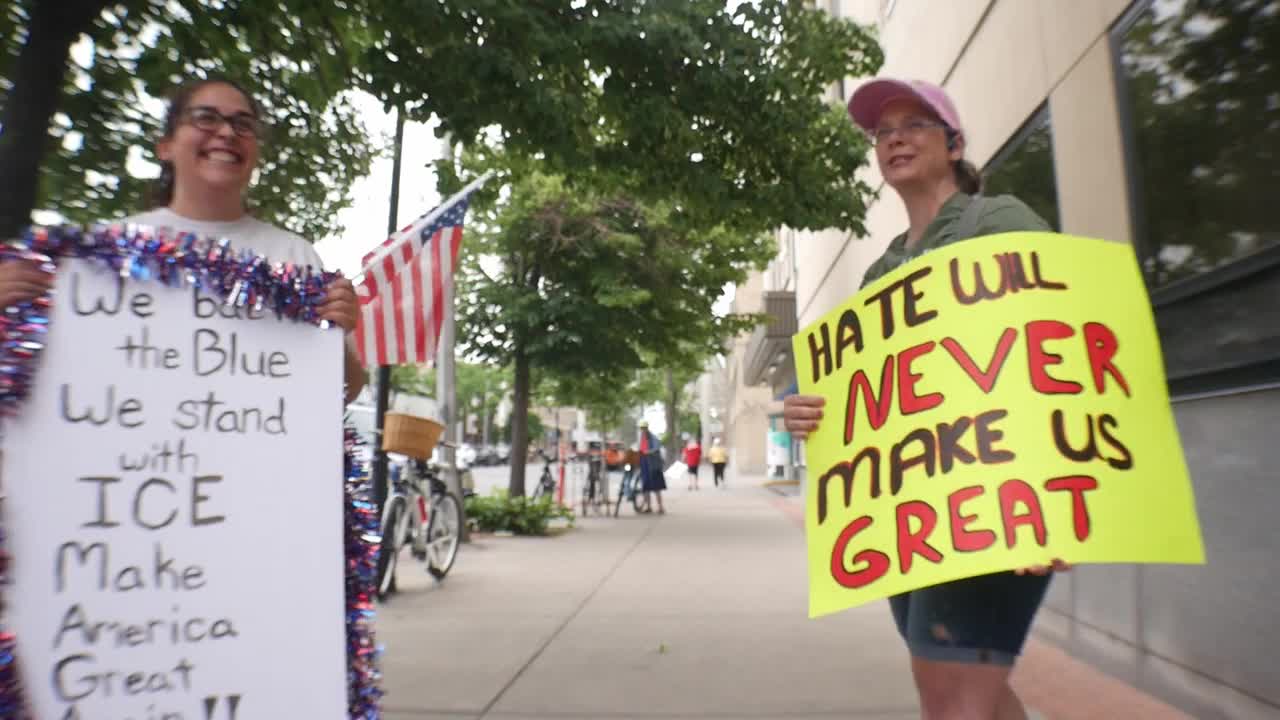 Protesters and Trump supporters choose dialogue over division