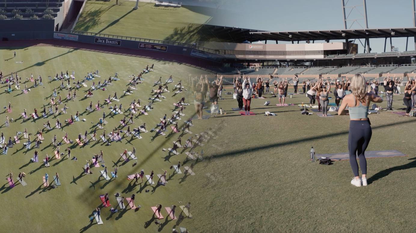 Yoga on the Outfield held at Salt River Fields at Talking Stick