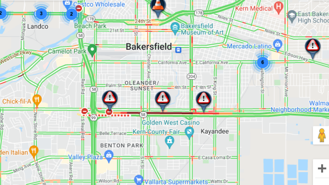 Caltrans: West Hwy. 58 near Hwy. 99 reduced to one lane after crash