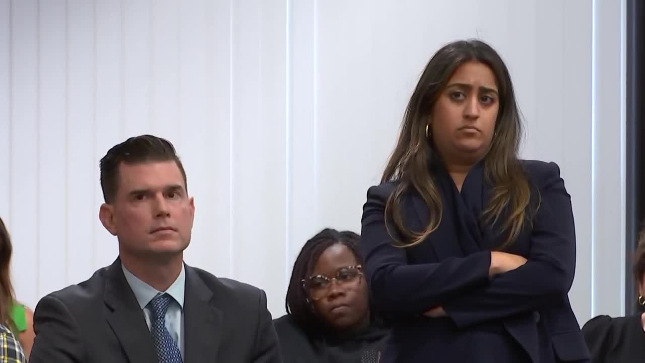 Defense attorney Prya Murad stands next to client Tim Ferriter during his trial, Oct. 3, 2023