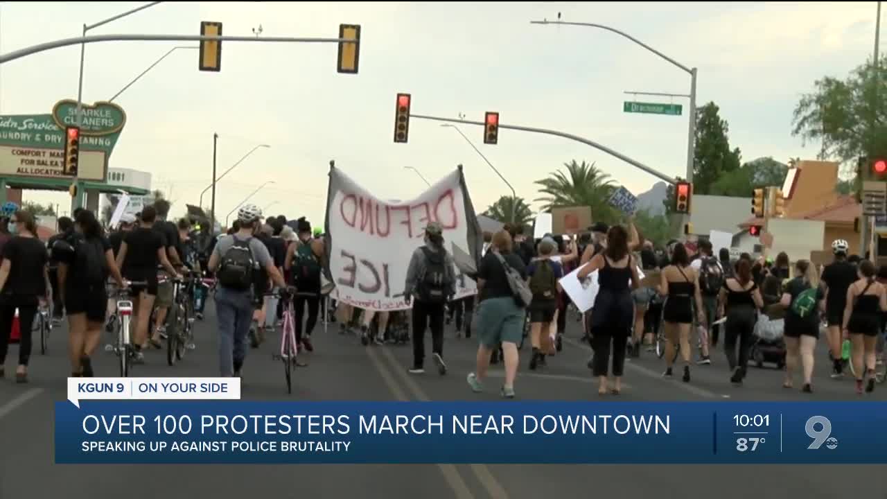 Protesters near downtown