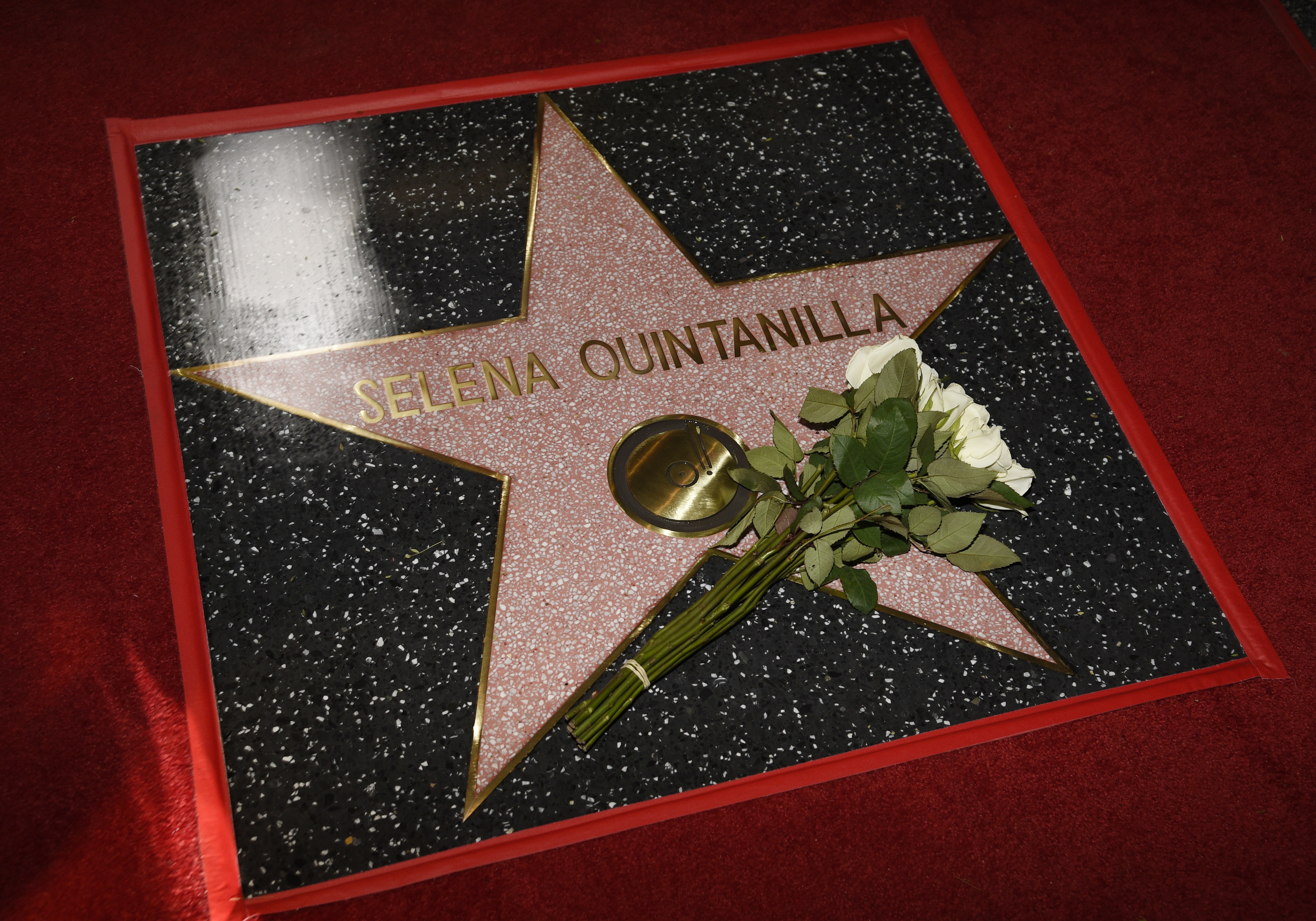 FILE - A star on the Hollywood Walk of Fame for the late singer Selena Quintanilla is pictured following a ceremony on Friday, Nov. 3, 2017, in Los Angeles. 