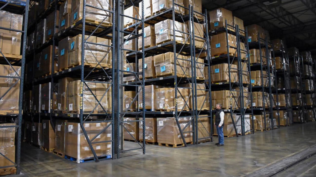 Boxes of personal protection equipment maintained by the Missouri Department of Health and Senior Services