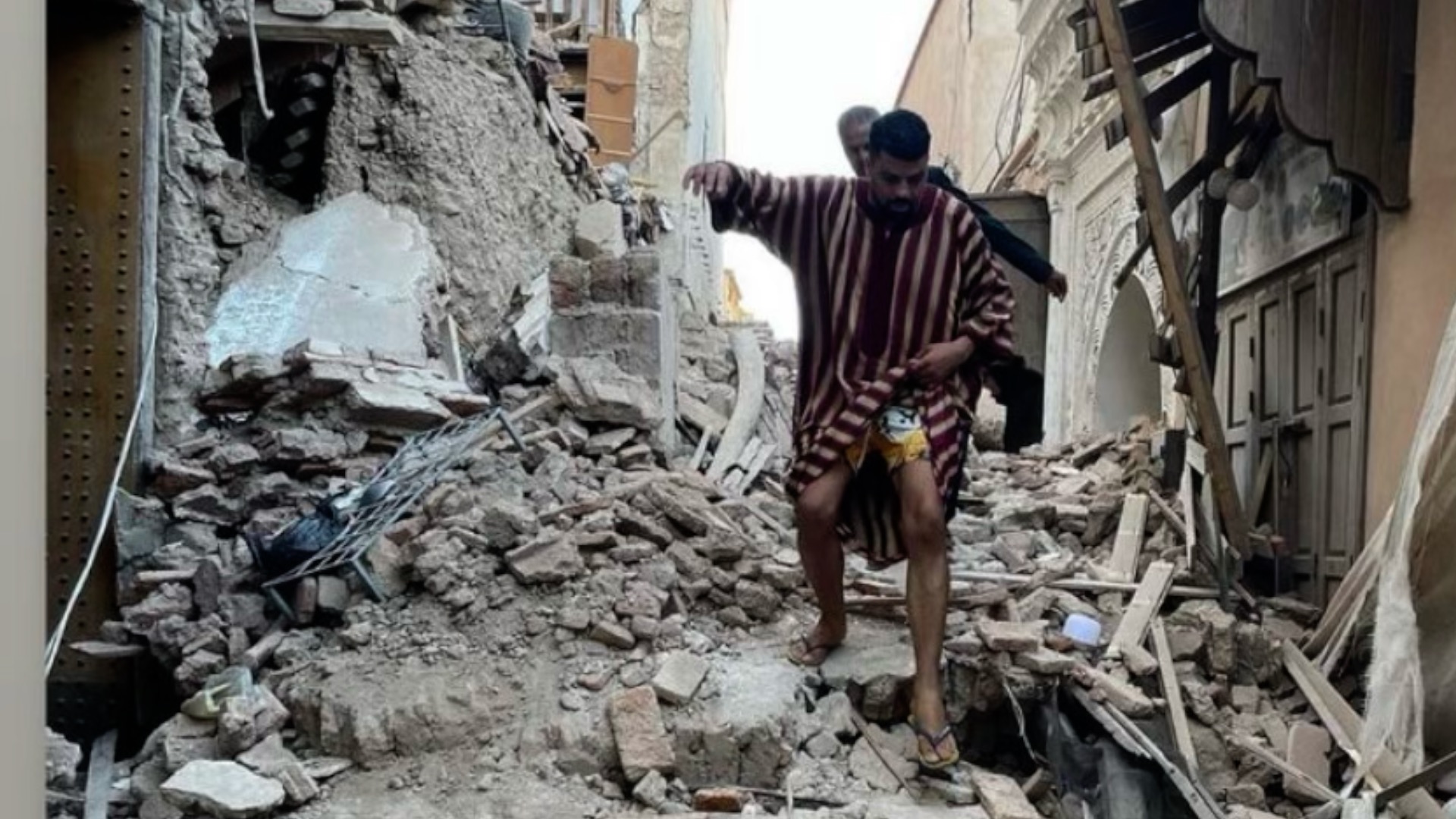 Debris left behind from the earthquake in Morocco