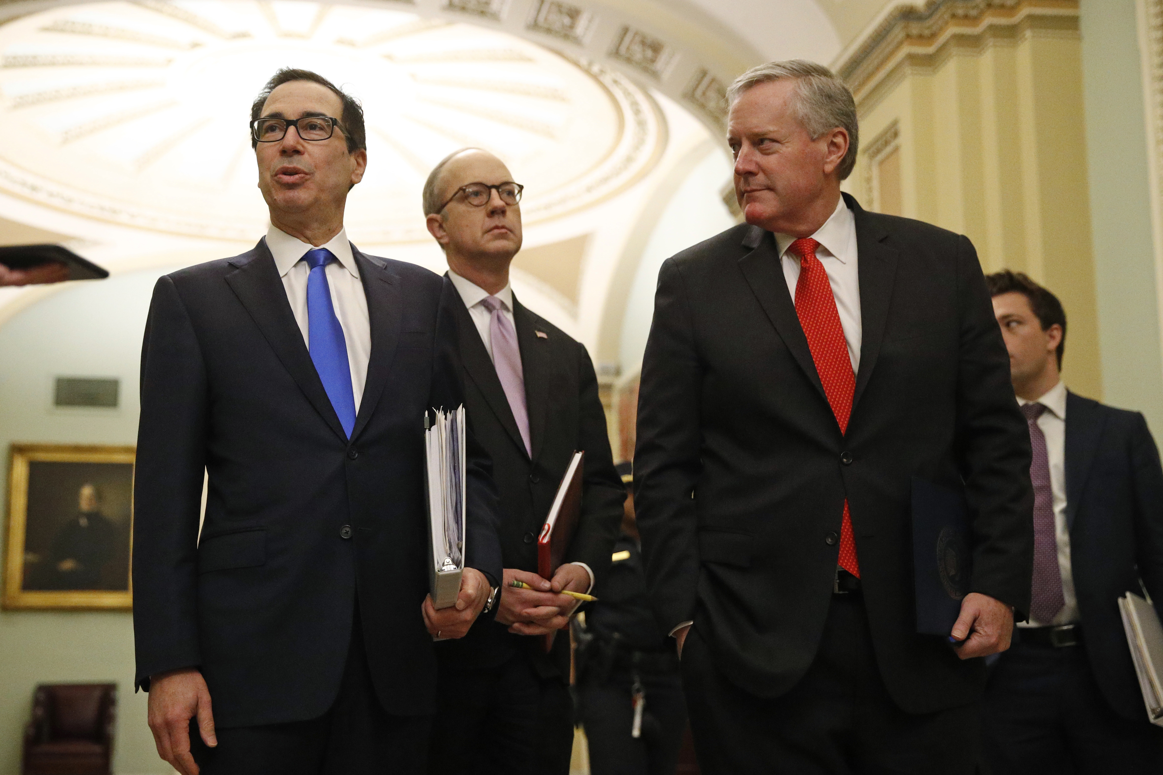 Steve Mnuchin, Eric Ueland, Mark Meadows