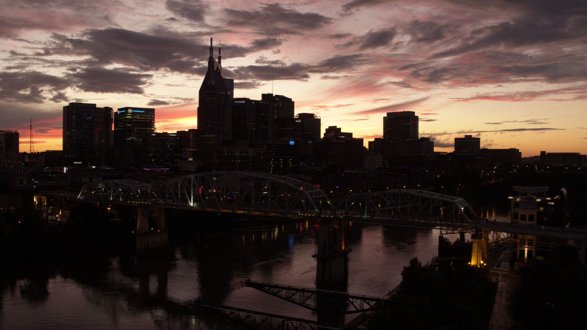 downtown nashville sunset