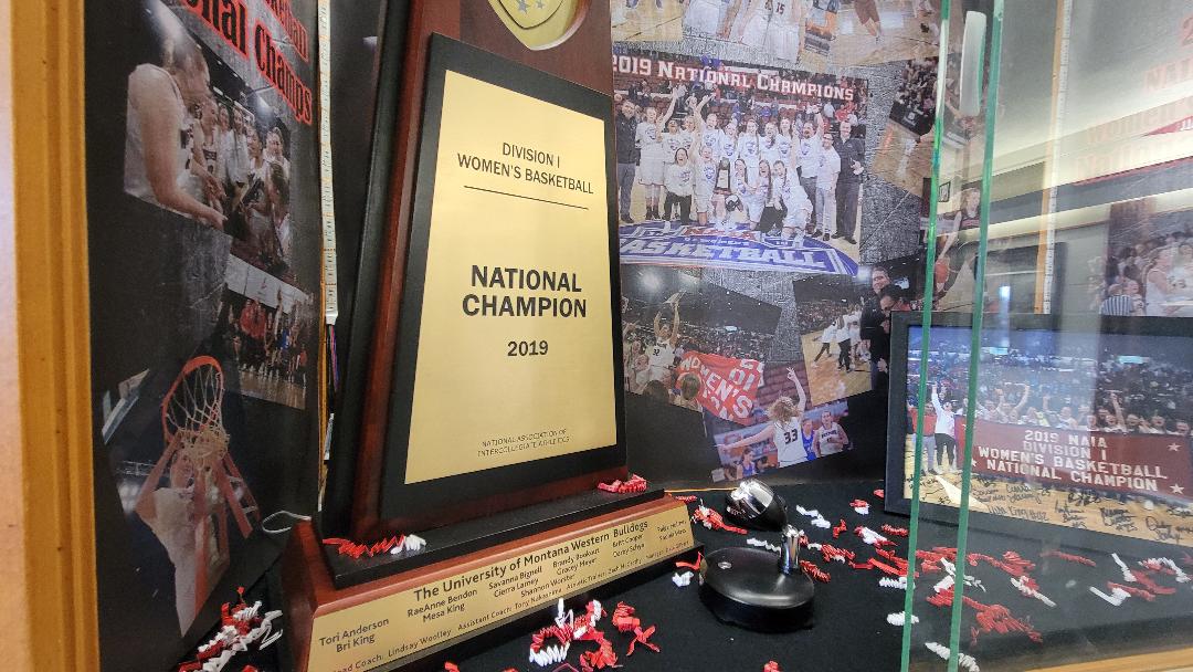 Montana Western women 2019 national championship trophy