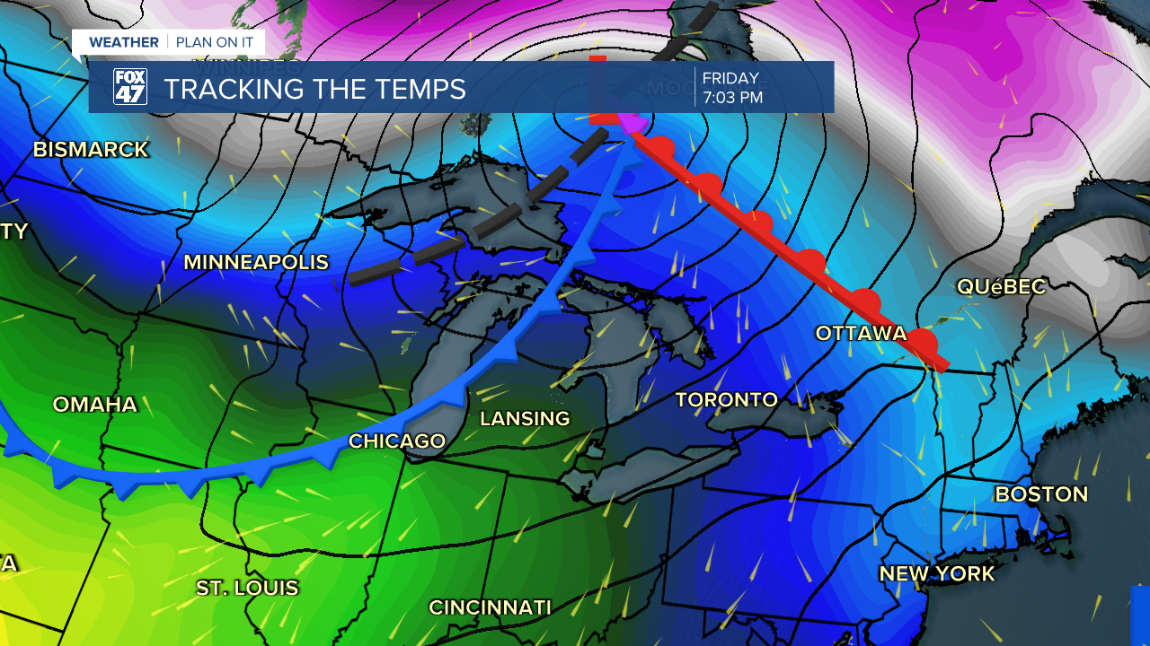 An incoming clipper focuses precipitation north of our neighborhoods as we warm up with some possible sunshine Friday