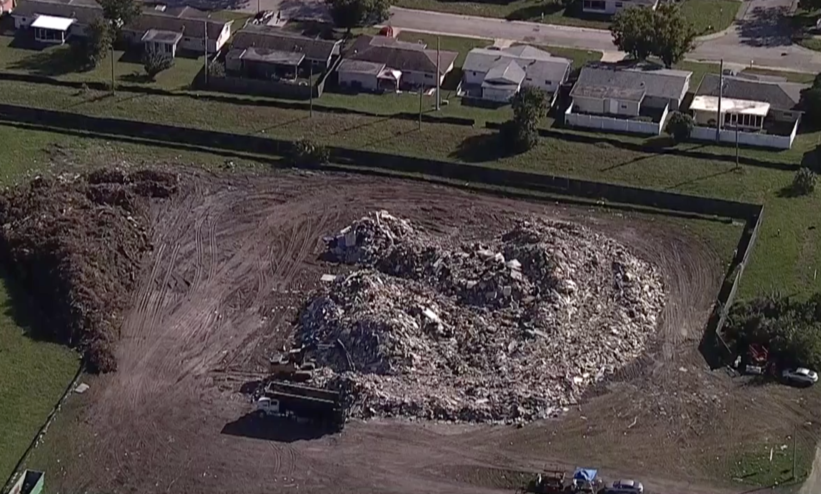 Hurricane debris pile in Magnolia Valley neighborhood of Pasco County in New Port Richey.