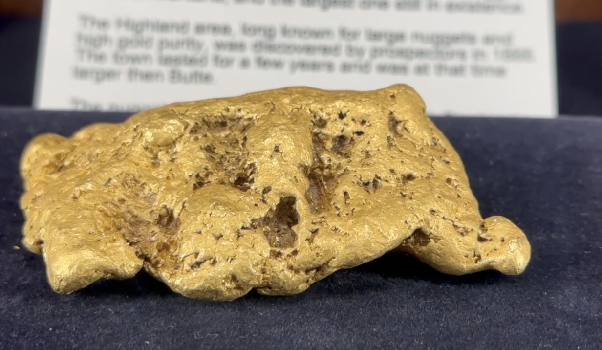 Golden nugget at the Montana Bureau of Mines and Geology Mineral Museum in Butte 