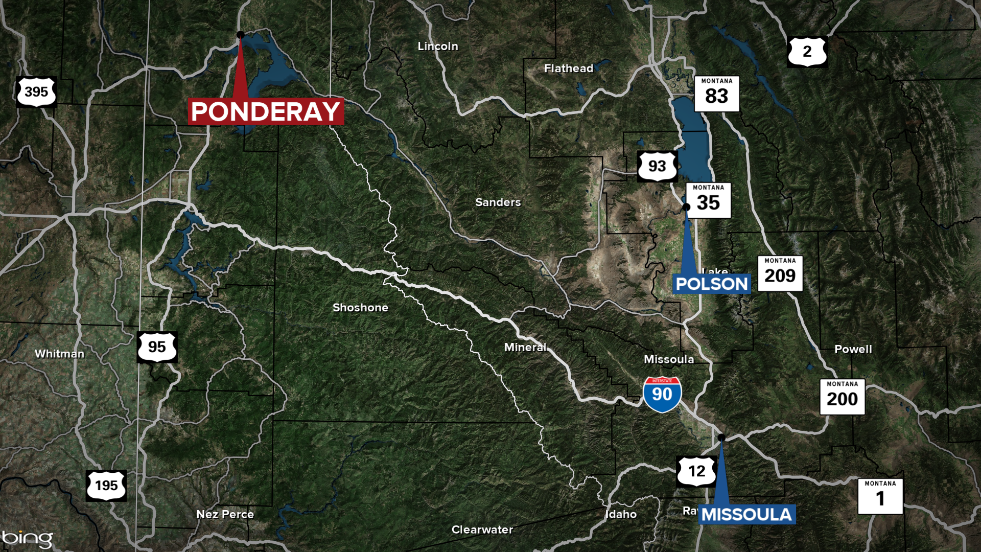 Ponderay Idaho fatal map