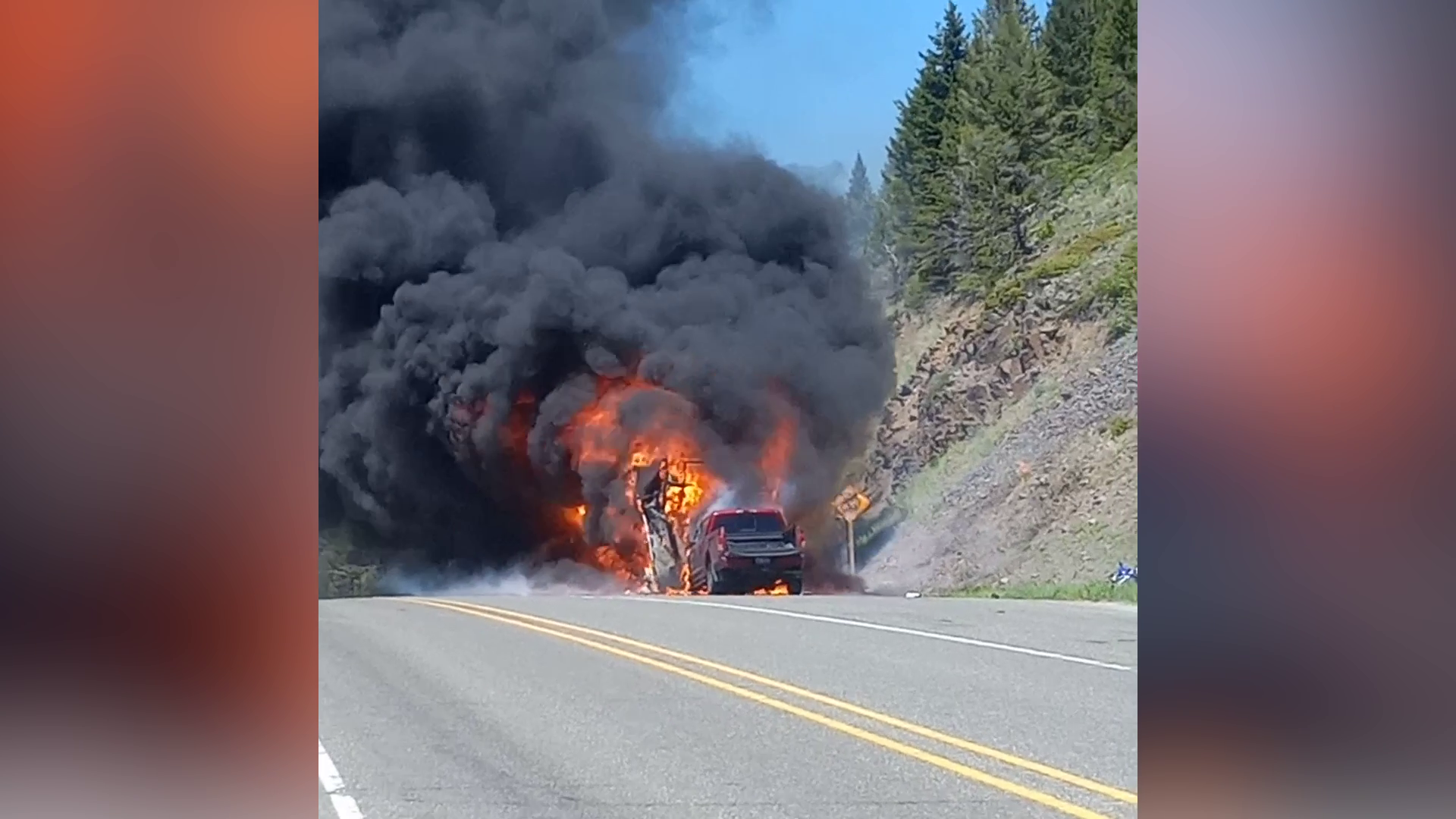 Motorhome on fire near Rogers Pass on Sunday, June 26
