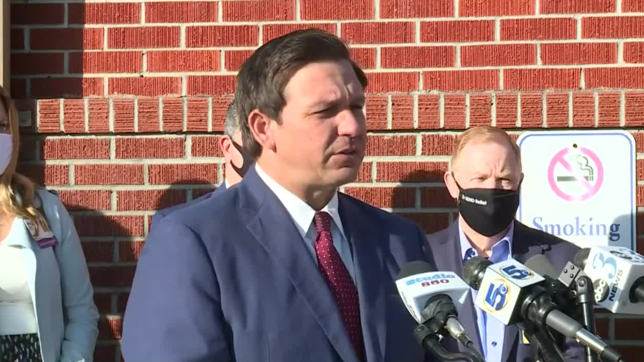 Gov. Ron DeSantis speaks at Olive Baptist Church in Pensacola, Jan. 6, 2021