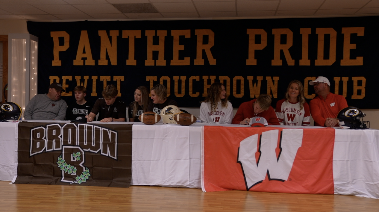 DeWitt seniors Tyler Holtz and Tommy McIntosh signing to play at Brown and Wisconsin