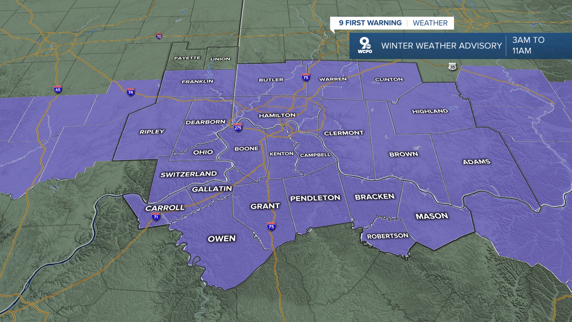 Monday Winter Weather Advisory