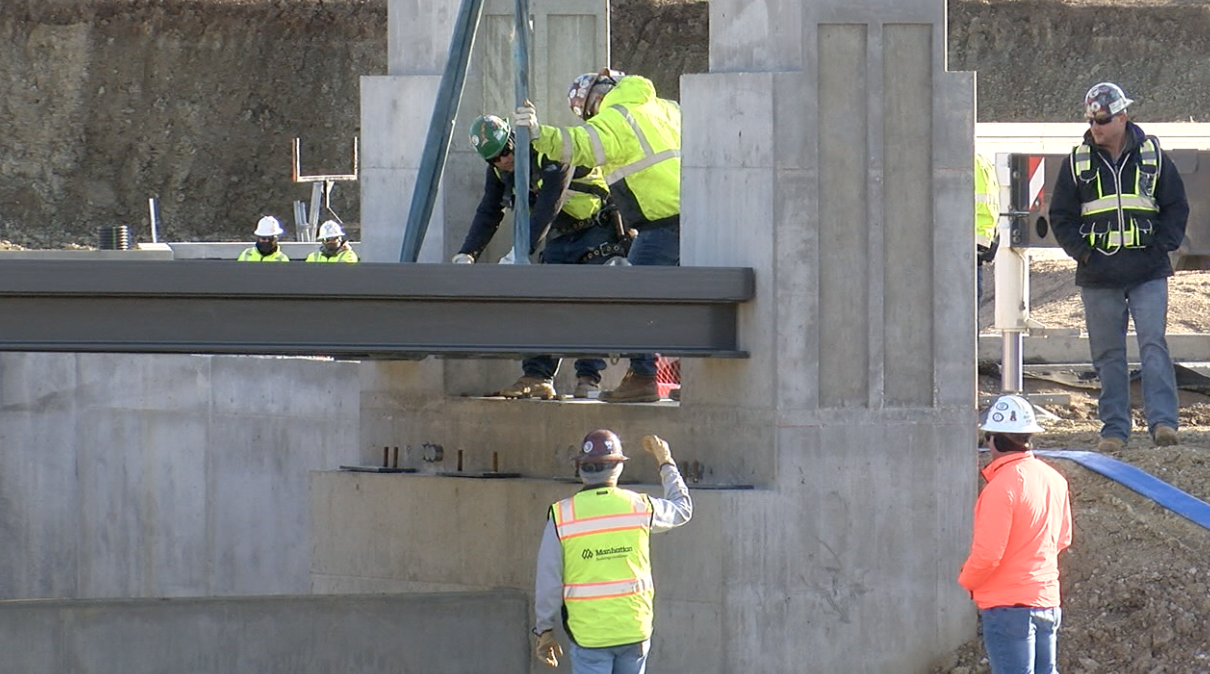Bridge installed to connect new Tulsa Botanic gardens to main lawn. 