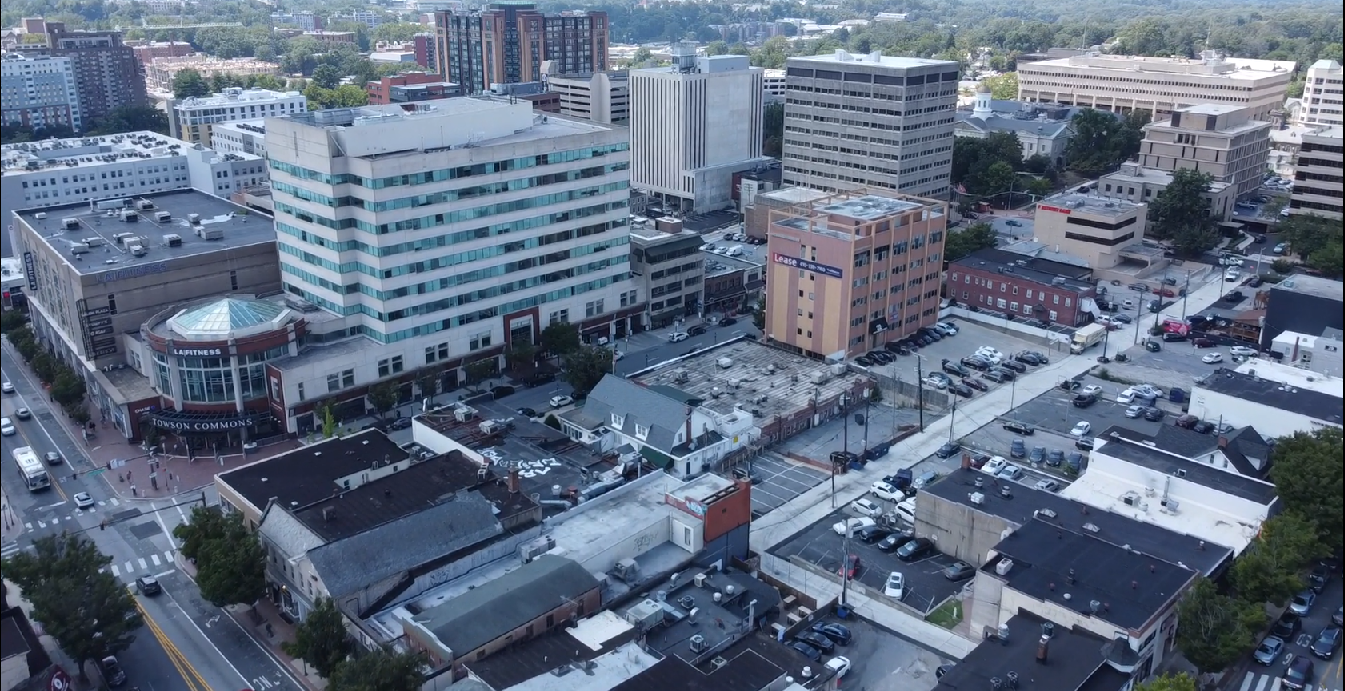 Aerial view of downtown Towson