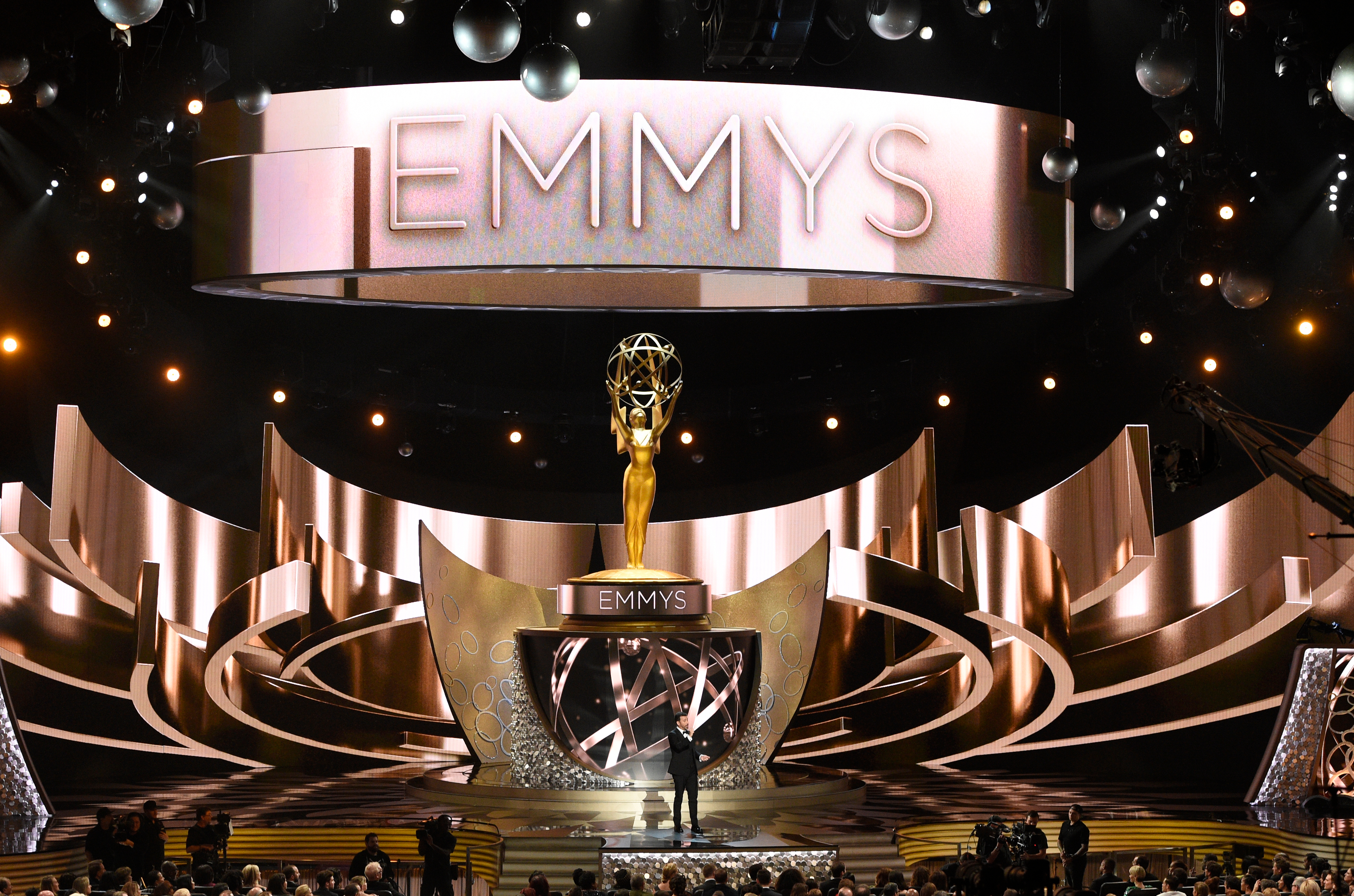 FILE - The main stage appears during the 68th Primetime Emmy Awards in Los Angeles on Sept. 18, 2016. 