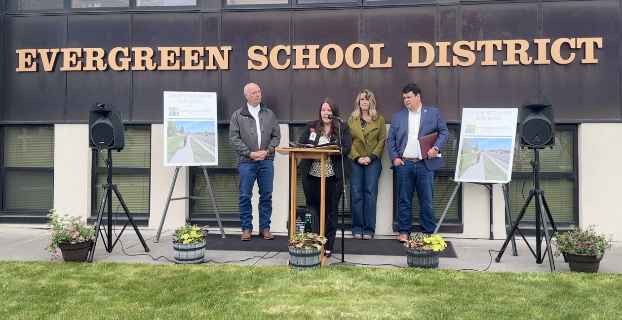 Evergreen sidewalk groundbreaking
