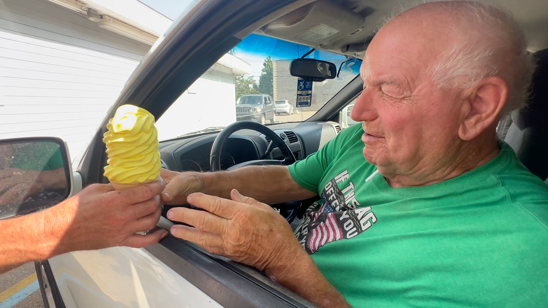 Wacousta resident Clarence Parks enjoys ice cream before July 4th weekend